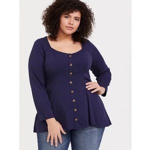 Torrid navy Challis Button Fit and Flare top - sz 0